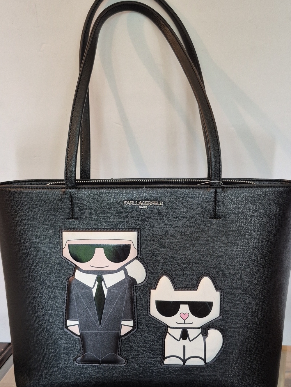 Karl Lagerfeld Black Tote with Karl & Choupette Patch NWT
